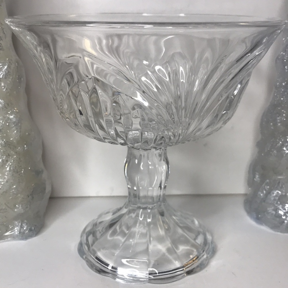 Vintage Clear Glass Pedestal Candy Dish